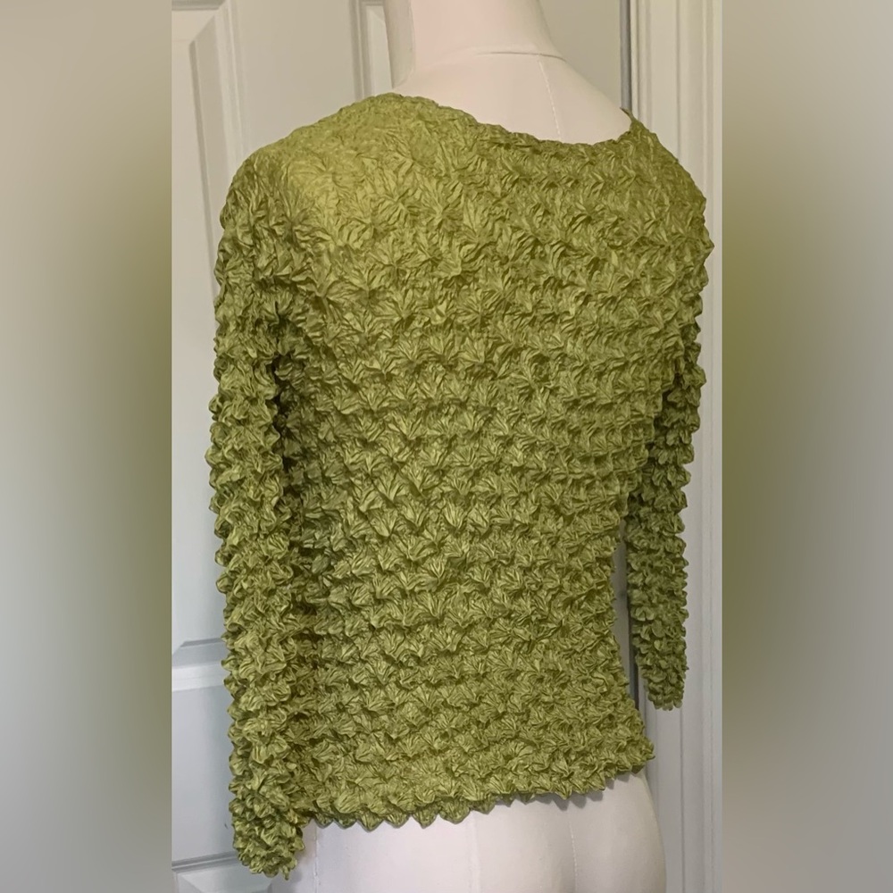Vintage Chartreuse Popcorn Top S Stretchy - Picture 5 of 7
